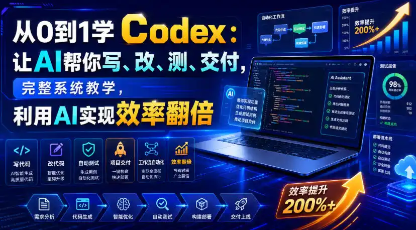 从0到1学Codex:让AI帮你写、改、测、交付,完整系统教学,利用AI实现效率翻倍(更新0918)-网赚项目库-互联网全面项目