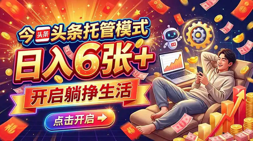 今日头条AI托管模式,每天5分钟,最高月入5000+,操作超简单,零门槛-网赚项目库-互联网全面项目