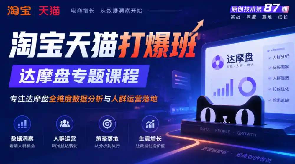 《淘宝天猫打爆班》原创技术第87期,达摩盘专题课程,专注达摩盘全维度数据分析与人群运营落地-网赚项目库-互联网全面项目