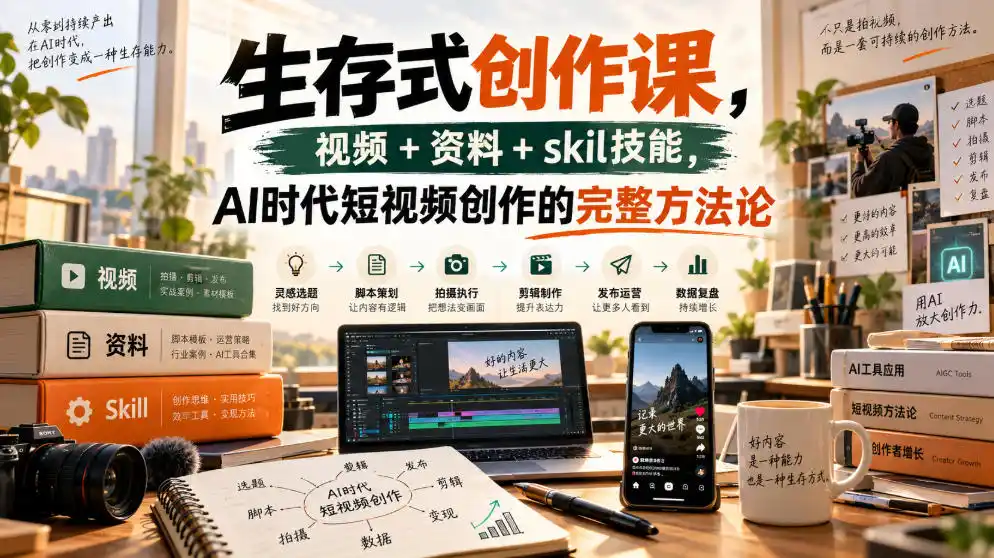 生存式创作课，视频+资料+skil技能，ai时代短视频创作的完整方法论-网赚项目库-互联网全面项目