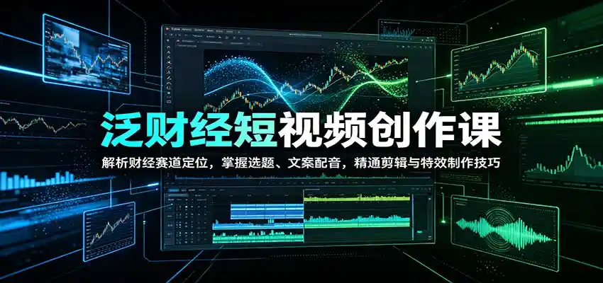泛财经短视频创作课:解析财经赛道定位,掌握选题、文案配音,精通剪辑与特效制作技巧-网赚项目库-互联网全面项目