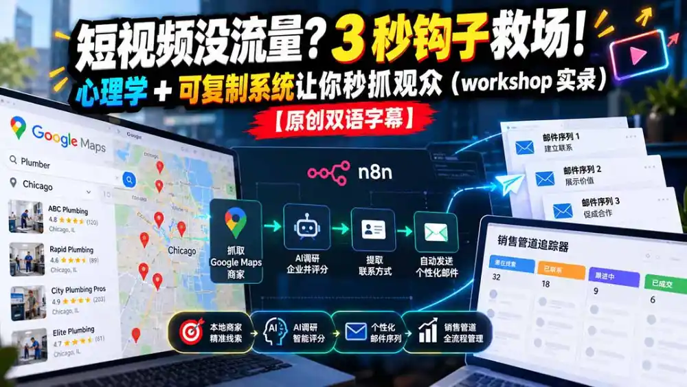 短视频没流量？3 秒钩子救场！心理学 + 可复制系统让你秒抓观众(workshop 实录-网赚项目库-互联网全面项目