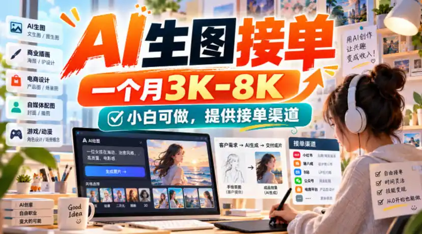 AI生图接单，一个月3K-8K，小白可做，提供接单渠道-网赚项目库-互联网全面项目
