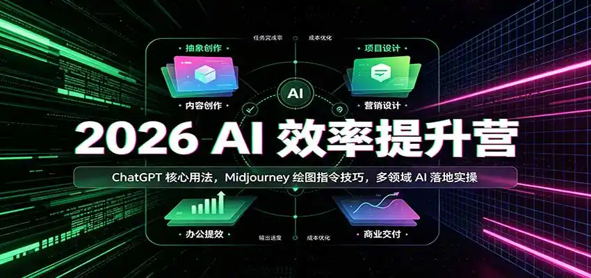 2026 AI效率提升营：ChatGPT核心用法，Midjourney绘图指令技巧，多领域AI落地实操-网赚项目库-互联网全面项目