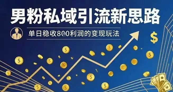 男粉私域引流新思路，单日稳收8张利润的变现玩法-网赚项目库-互联网全面项目