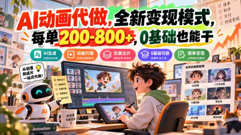AI动画代做,全新变现模式,每单200-800+,0基础也能干【揭秘】-网赚项目库-互联网全面项目