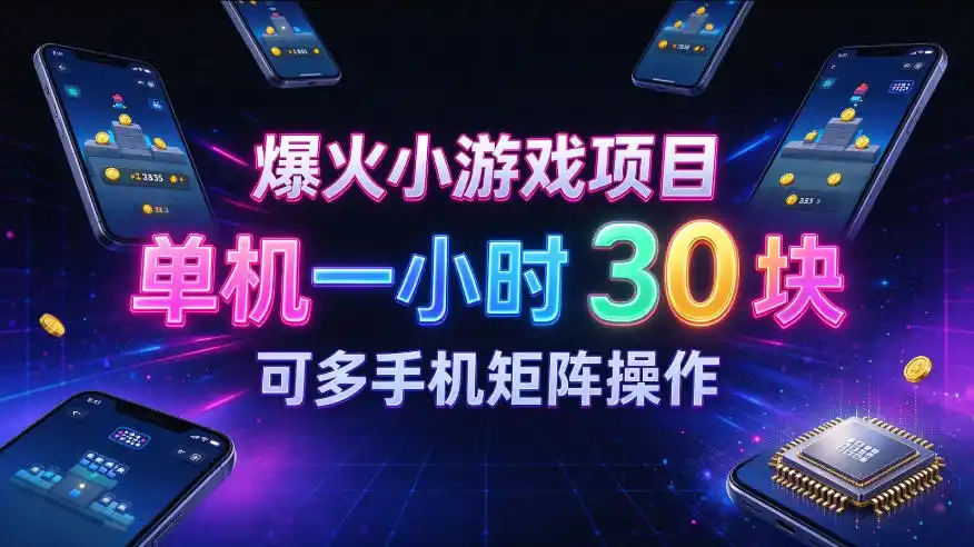 爆火小游戏撸金项目，实测单机一小时30+，可多手机矩阵操作，新手看完一遍就能上手【揭秘】-网赚项目库-互联网全面项目