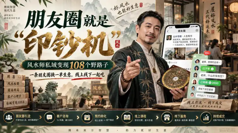 朋友圈就是“印钞机”,风水师私域变现108个野路子,一条朋友圈换一单生意,线上线下一起吃【文档】-网赚项目库-互联网全面项目