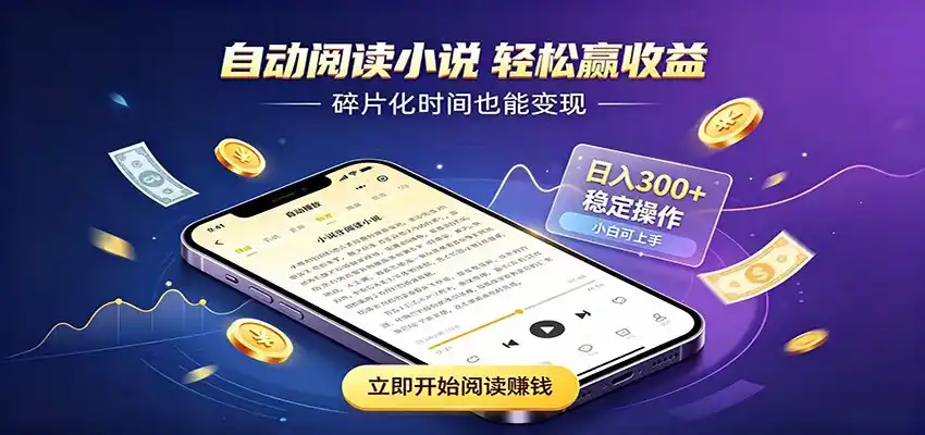 挂机看小说，全程自动运行不费精力，每日稳定赚三百-网赚项目库-互联网全面项目