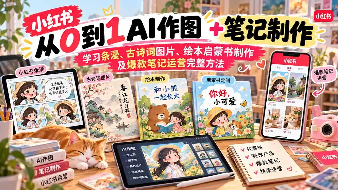 2026小红书AI内容创作从0到1：学习条漫、古诗词图片、绘本启蒙书制作及爆款笔记运营完整方法-网赚项目库-互联网全面项目