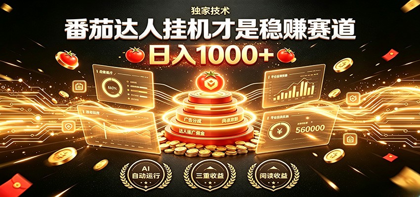 别再瞎找副业！番茄达人挂机才是稳赚赛道 日入1000+-网赚项目库-互联网全面项目