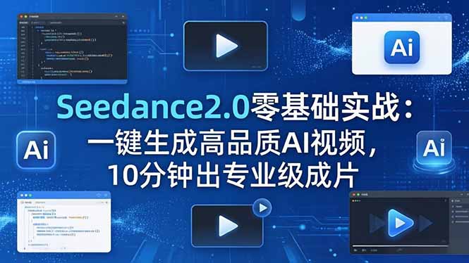 Seedance2.0零基础实战：一键生成高品质AI视频，10分钟出专业级成片-网赚项目库-互联网全面项目