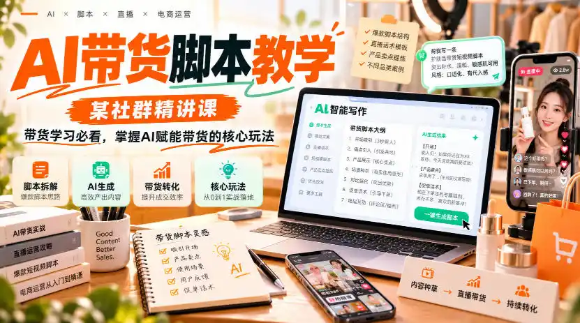 AI带货脚本教学,某社群精讲课,带货学习必看,掌握AI赋能带货的核心玩法-网赚项目库-互联网全面项目