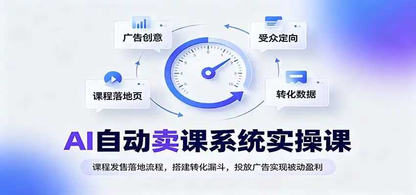 AI自动卖课系统实操课:课程发售落地流程,搭建转化漏斗,投放广告实现被动盈利-网赚项目库-互联网全面项目