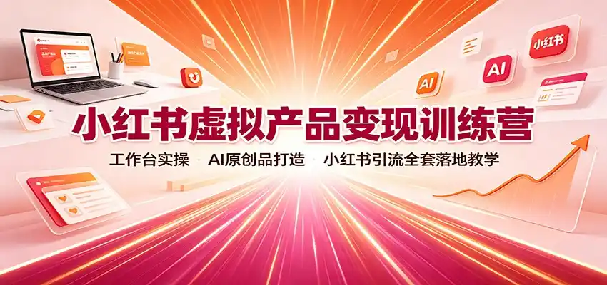 小红书虚拟产品变现训练营:工作台实操,AI原创品打造,小红书引流全套落地教学-网赚项目库-互联网全面项目