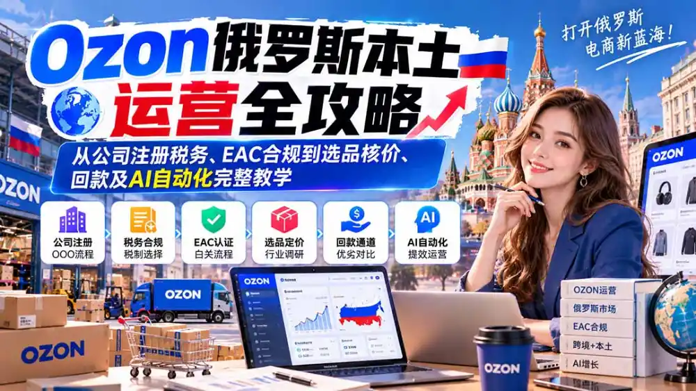 Ozon俄罗斯本土运营全攻略：从公司注册税务、EAC合规到选品核价、回款及AI自动化完整教学-网赚项目库-互联网全面项目