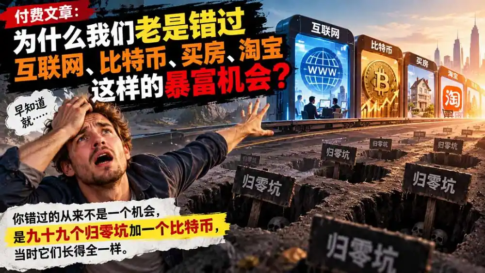 付费文章：为什么我们老是错过互联网、比特币、买 房、淘宝这样的暴富机会？-网赚项目库-互联网全面项目