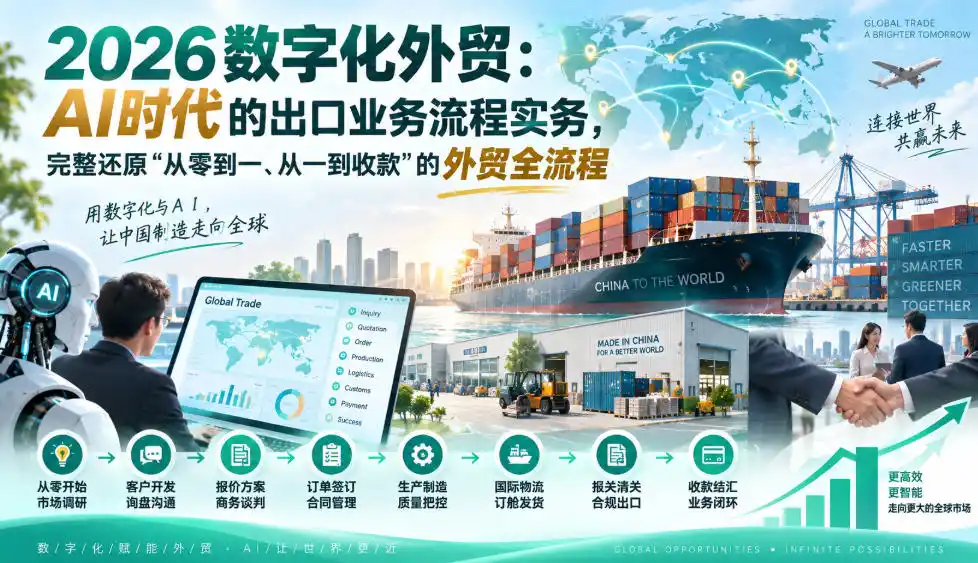 2026数字化外贸:AI时代的出口业务流程实务,完整还原”从零到一、从一到收款”的外贸全流程-网赚项目库-互联网全面项目