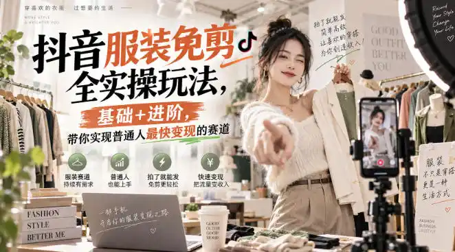 抖音服装免剪全实操玩法,基础+进阶,带你实现普通人最快变现的赛道-网赚项目库-互联网全面项目