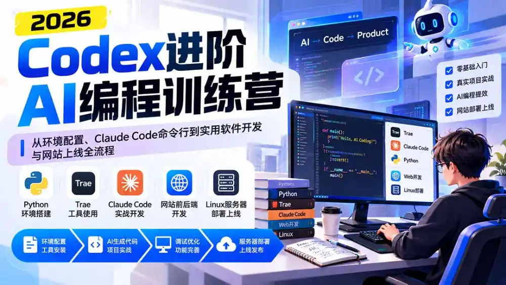 Codex进阶AI编程训练营：从环境配置、Claude Code命令行到实用软件开发与网站上线全流程-网赚项目库-互联网全面项目