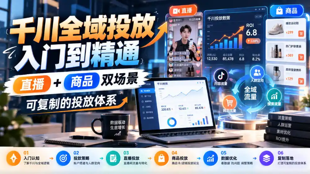 千川全域投放入门到精通，直播+商品双场景，可复制的投放体系-网赚项目库-互联网全面项目