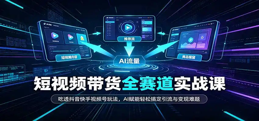 短视频带货全赛道:吃透抖音快手视频号玩法,AI赋能轻松搞定引流与变现难题-网赚项目库-互联网全面项目