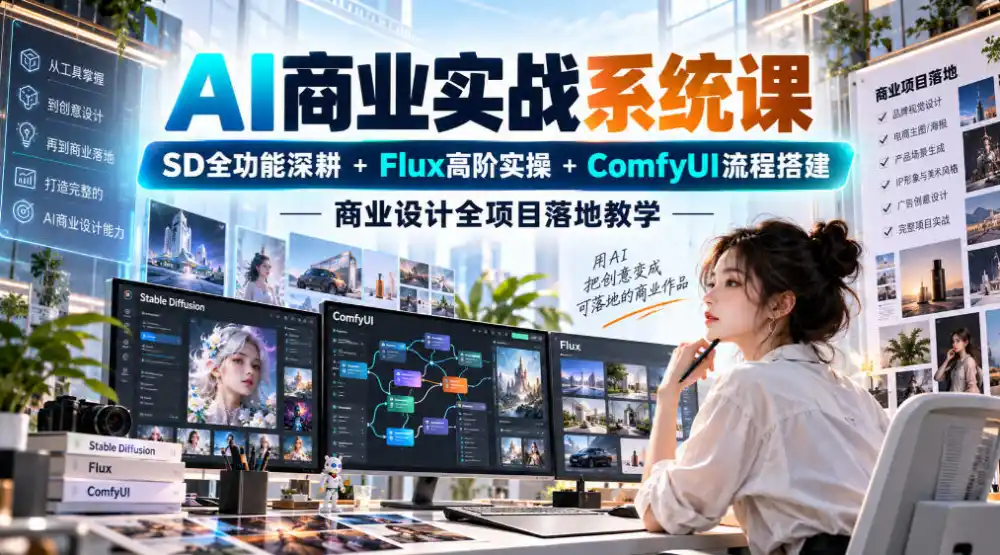 AI商业实战系统课|SD全功能深耕+Flux高阶实操+Comfyui流程搭建,商业设计全项目落地教学-网赚项目库-互联网全面项目