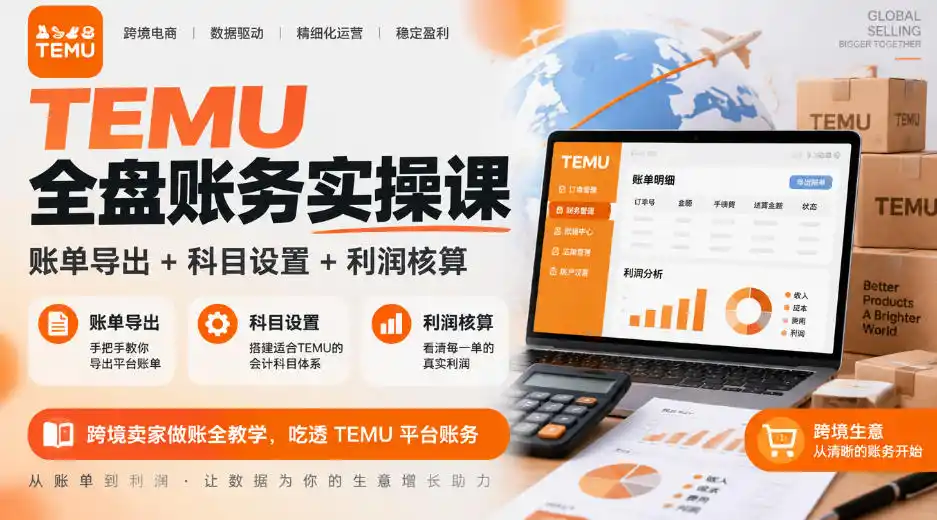 TEMU全盘账务实操课|账单导出+科目设置+利润核算,跨境卖家做账全教学,吃透TEMU平台账务-网赚项目库-互联网全面项目