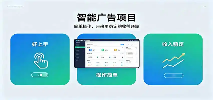智能广告挂机项目,操作简单上手快,收益稳定可持续。稳定日入300+-网赚项目库-互联网全面项目